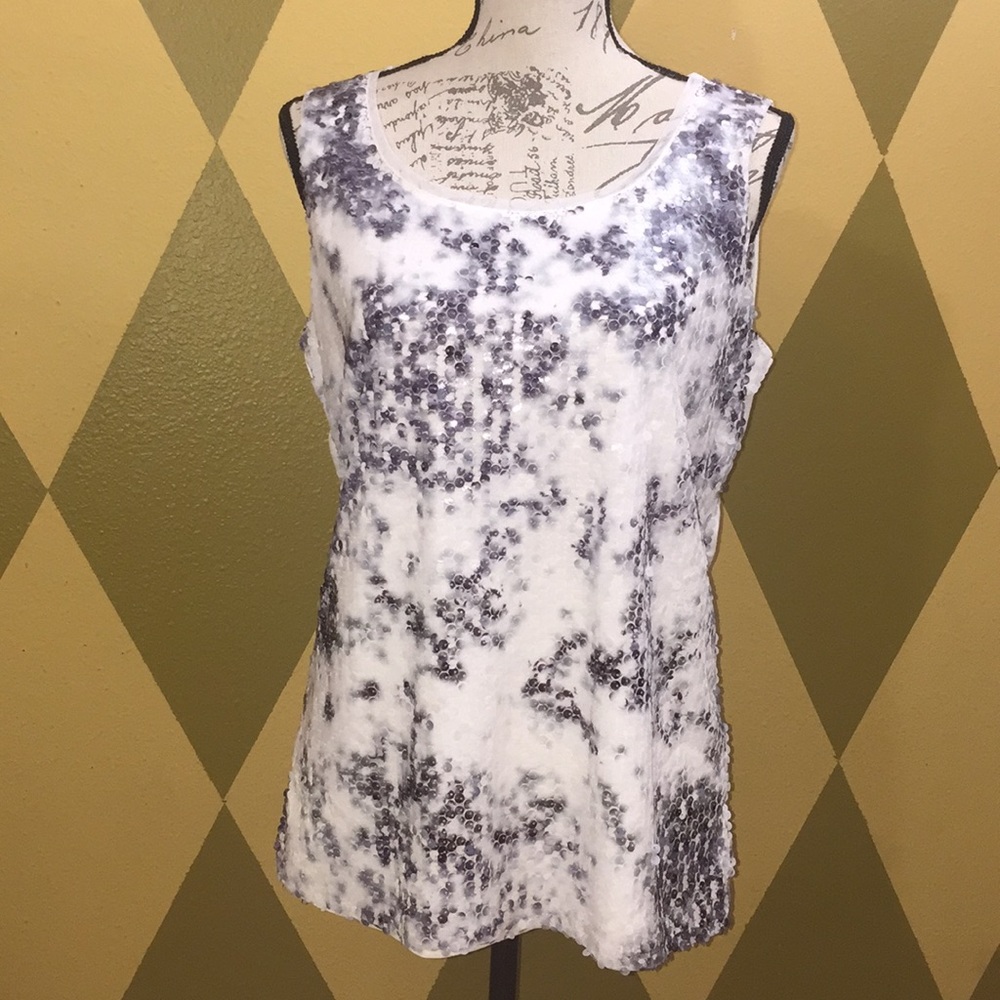 Coldwater Creek Sequined Sleeveless Tee Size M 10-12